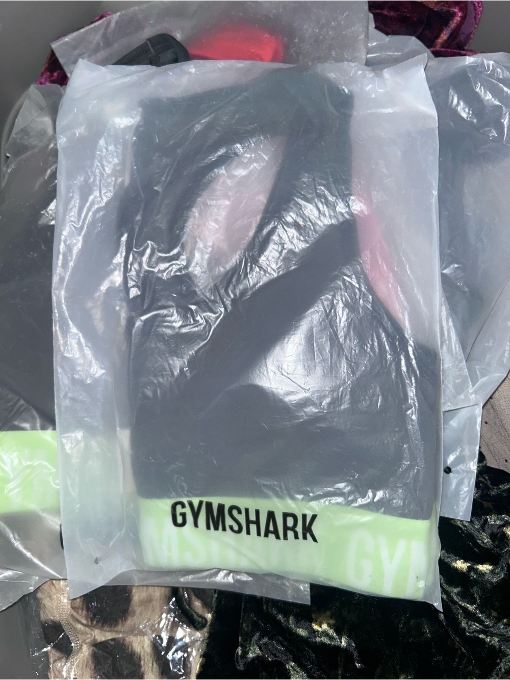 Gymshark RacerBack Gray Sports Bra with Lime Band - Picture 2 of 5